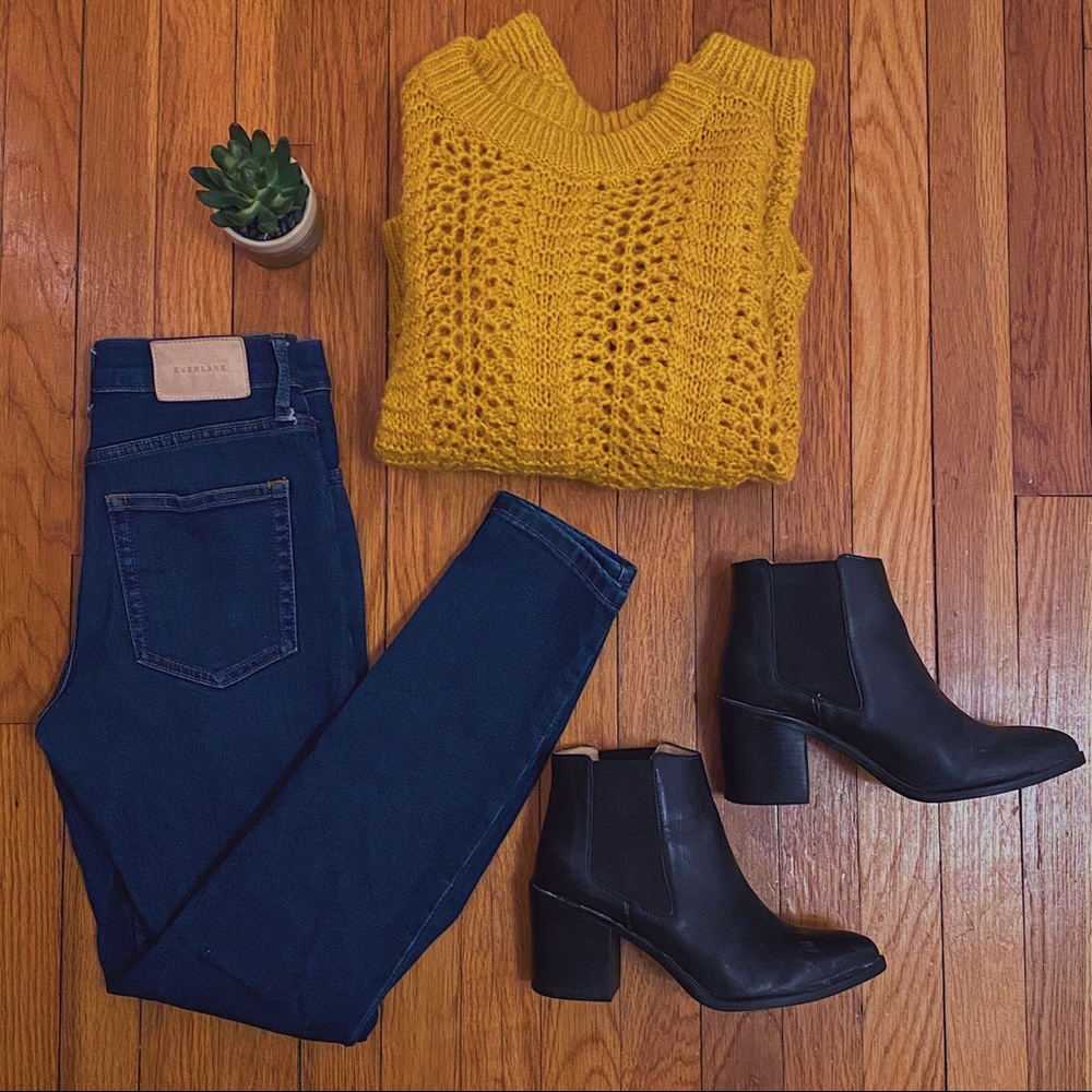 Madewell Yellow Pointelle Stitch Sweater
